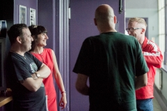 Paul Dorrington, Darren Belk, Shaun Charman and Missy Tassles backstage at The Edge of the Sea mini festival at Concorde2, Brighton - 24 Aug 20130824 2013