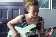 Katharine Wallinger of The Wedding Present practising backstage at The Edge of the Sea mini festival at Concorde2, Brighton - 25 Aug 2013