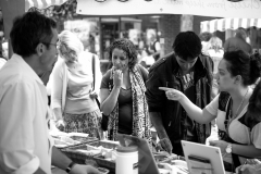 Shoppers @ Lewes Farmers Market, Lewes, Sussex, England. Sat, 6 Aug., 2011. 
(c) 2011 Auwyn.com All Rights Reserved