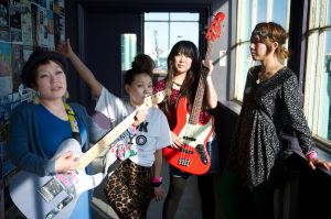 Pinky Piglets backstage at the At the Edge of the Sea one-day festival hosted by The Wedding Present