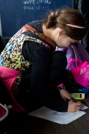 Pinky Piglets backstage during the At the Edge of the Sea one-day festival hosted by The Wedding Present