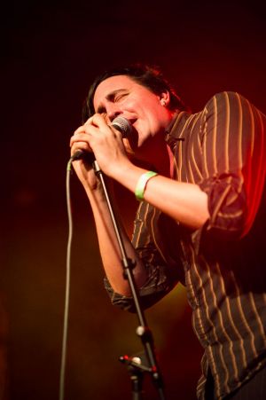 Art Brut perform at the annual, bank holiday extravaganza At the Edge of the Sea, hosted by The Wedding Present at Concorde2 in Brighton, August 24, 2014.